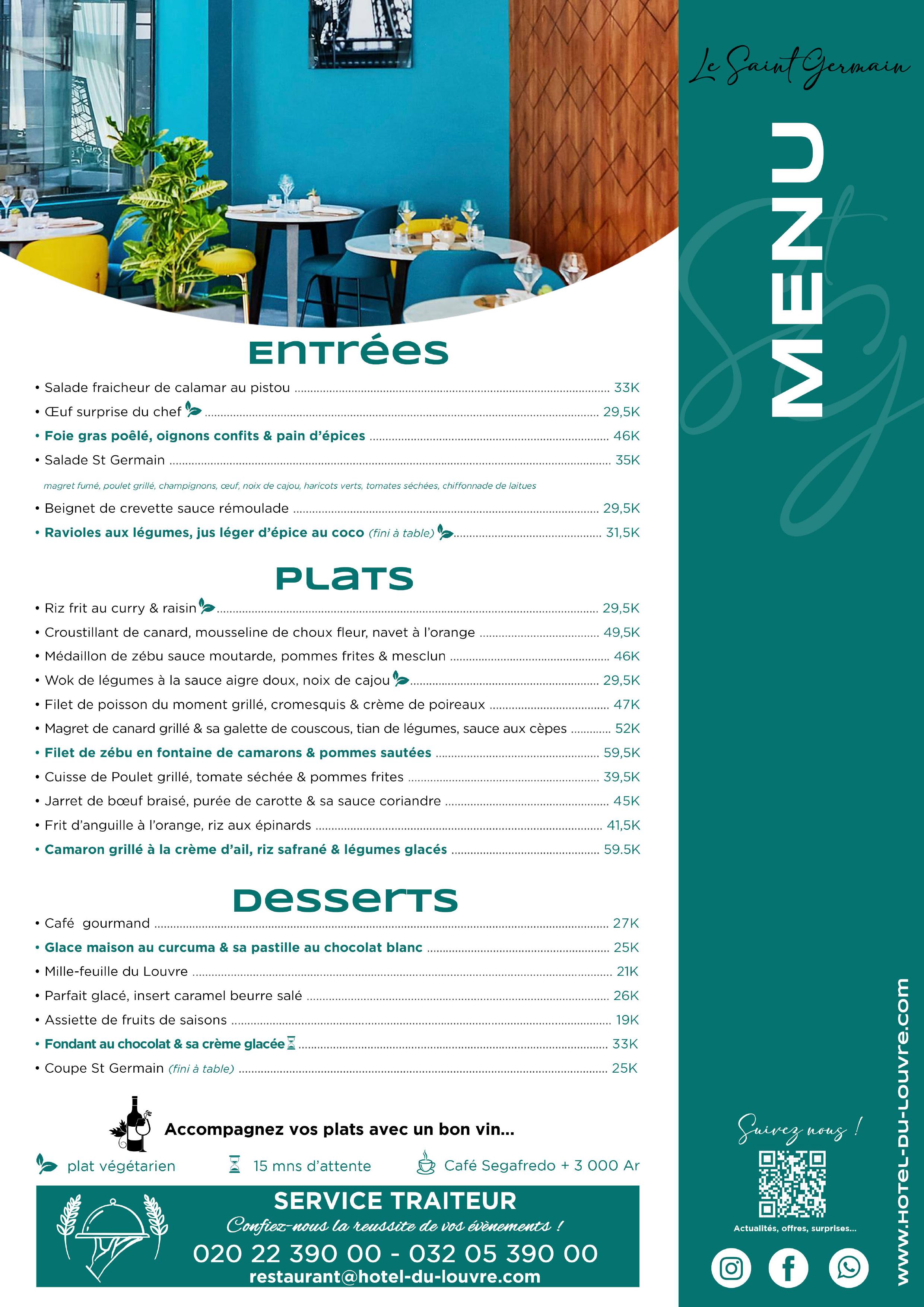 Menu Saint Germain